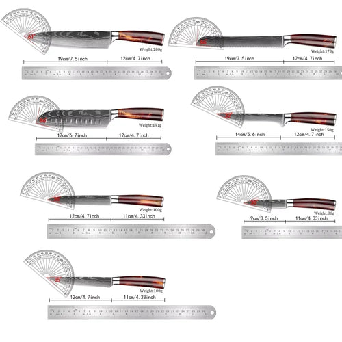 15-Piece Damascus-Pattern Kitchen Knife Set – Professional Chef’s Collection with Acacia Wood Block, G10 Handles, Built-In Sharpener & Full Tang Blades - Purity Kitchenware