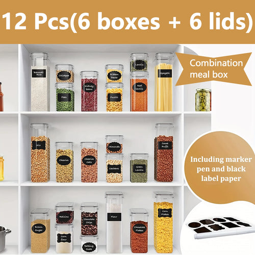 12-Piece Airtight Food Container Set – Clear Pantry Stackable Storage, BPA-Free, 6 Sizes 0.5-4.2 L, Snap-Lock Lids, Dishwasher Safe