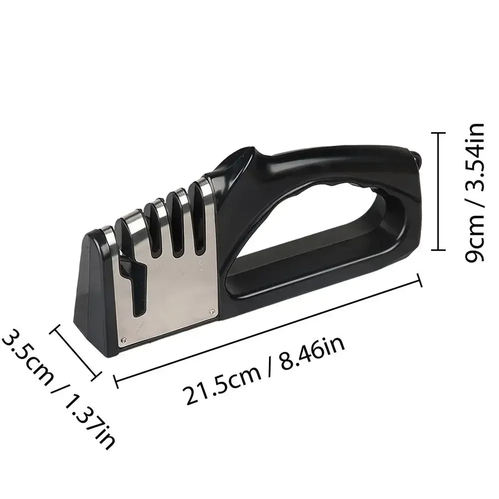 4-Stage Knife Sharpener – Diamond, Tungsten & Ceramic Slots, Non-Slip Base, 15° Edge, Works on Chef, Pocket & Serrated Blades - Purity Kitchenware